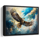 Eagle Flying In The Sky Oil Painting V1, Framed Canvas Print Wall Art Decor, Floating Frame Painting Canvas