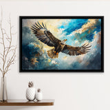 Eagle Flying In The Sky Oil Painting V1, Framed Canvas Print Wall Art Decor, Floating Frame Painting Canvas