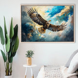 Eagle Flying In The Sky Oil Painting V1, Framed Canvas Print Wall Art Decor, Floating Frame Painting Canvas