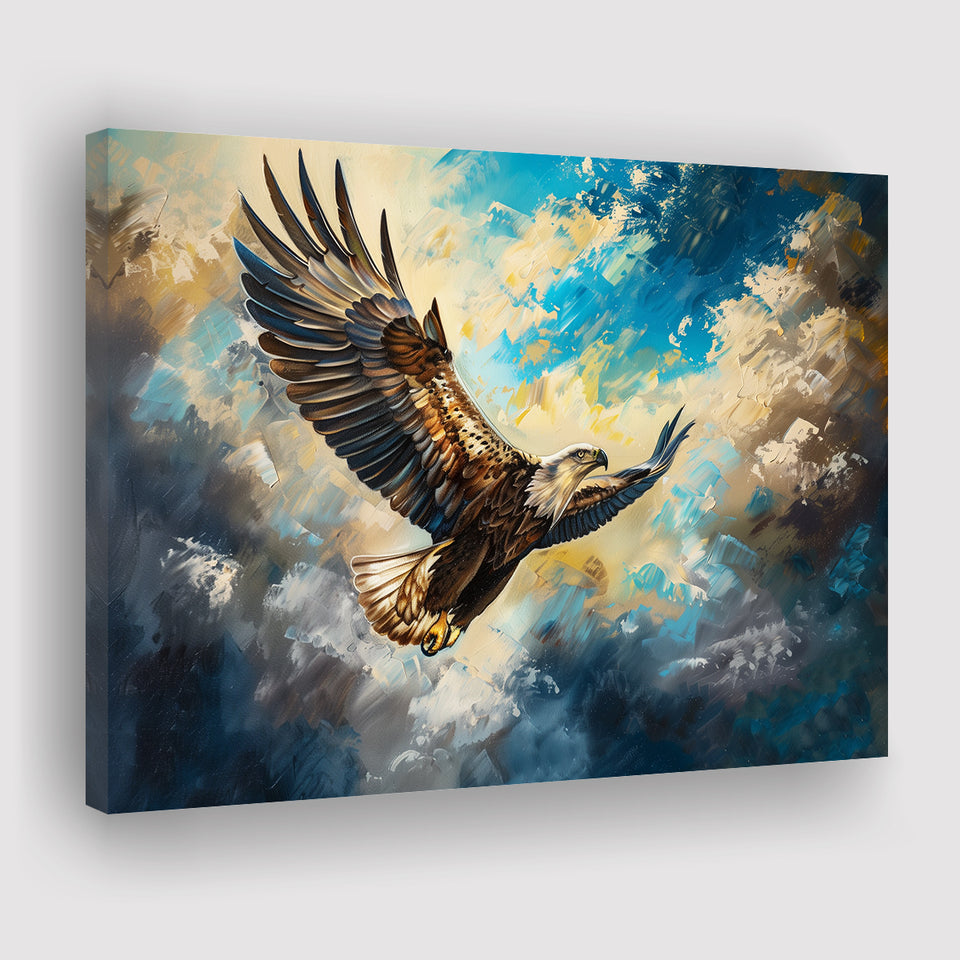 Eagle Flying In The Sky Oil Painting V3, Canvas Print Wall Art Home Decor, Painting Canvas Art Print