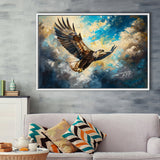 Eagle Flying In The Sky Oil Painting V3, Framed Canvas Print Wall Art Decor, Floating Frame Painting Canvas