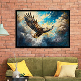 Eagle Flying In The Sky Oil Painting V3, Framed Art Print Wall Decor, Picture Framed Painting Art