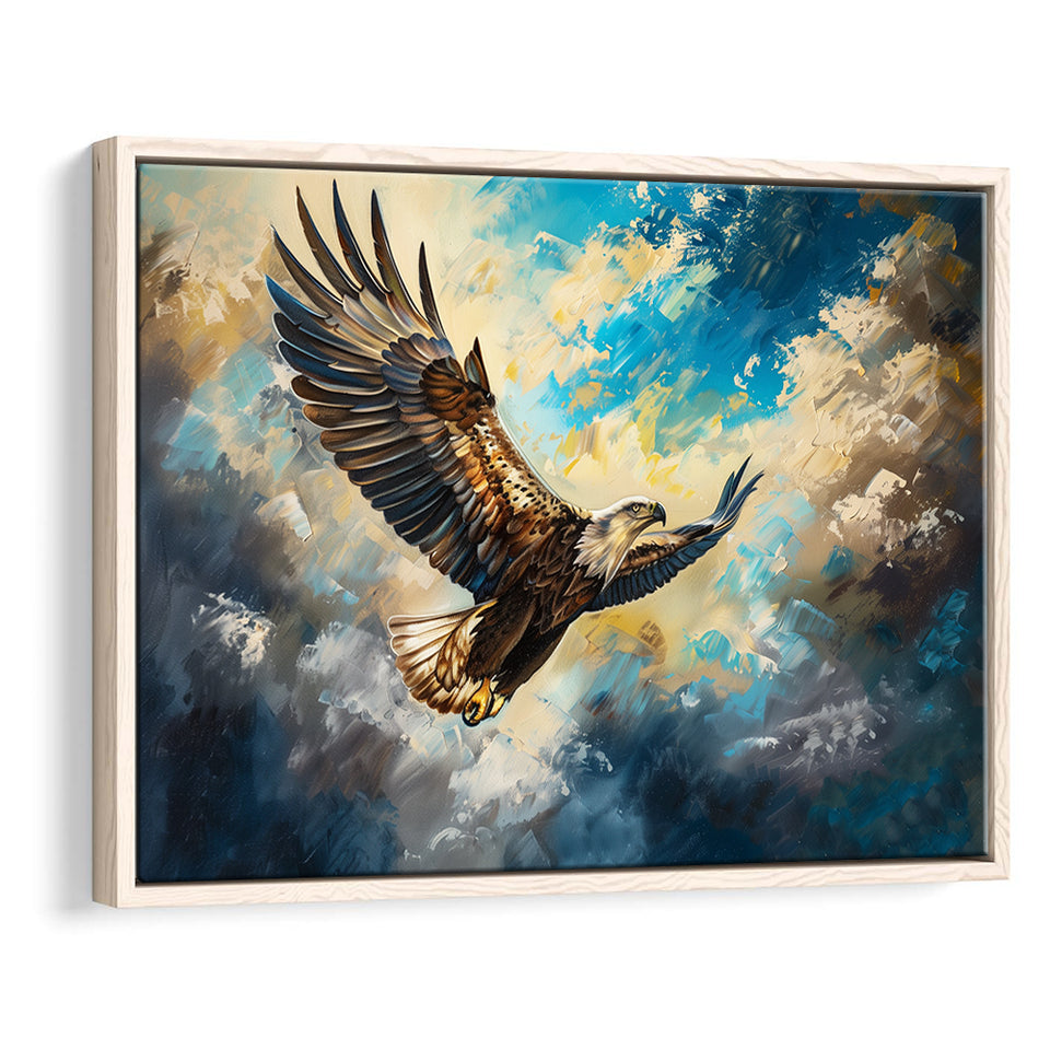 Eagle Flying In The Sky Oil Painting V3, Framed Canvas Print Wall Art Decor, Floating Frame Painting Canvas