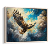 Eagle Flying In The Sky Oil Painting V3, Framed Canvas Print Wall Art Decor, Floating Frame Painting Canvas
