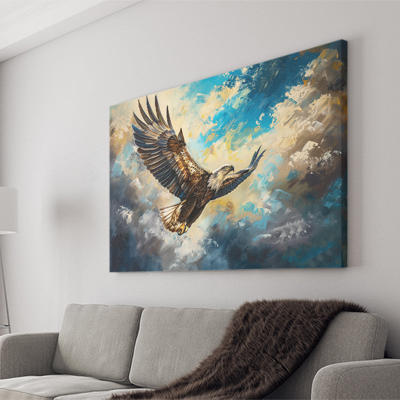 Eagle Flying In The Sky Oil Painting V3, Canvas Print Wall Art Home Decor, Painting Canvas Art Print