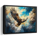 Eagle Flying In The Sky Oil Painting V3, Framed Canvas Print Wall Art Decor, Floating Frame Painting Canvas