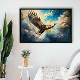 Eagle Flying In The Sky Oil Painting V3, Framed Canvas Print Wall Art Decor, Floating Frame Painting Canvas