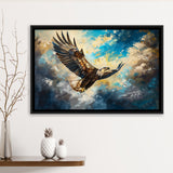 Eagle Flying In The Sky Oil Painting V3, Framed Canvas Print Wall Art Decor, Floating Frame Painting Canvas