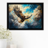 Eagle Flying In The Sky Oil Painting V3, Framed Canvas Print Wall Art Decor, Floating Frame Painting Canvas