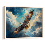 Eagle Flying In The Sky Oil Painting  V2, Framed Canvas Print Wall Art Decor, Floating Frame Painting Canvas