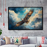 Eagle Flying In The Sky Oil Painting  V2, Framed Art Print Wall Decor, Picture Framed Painting Art
