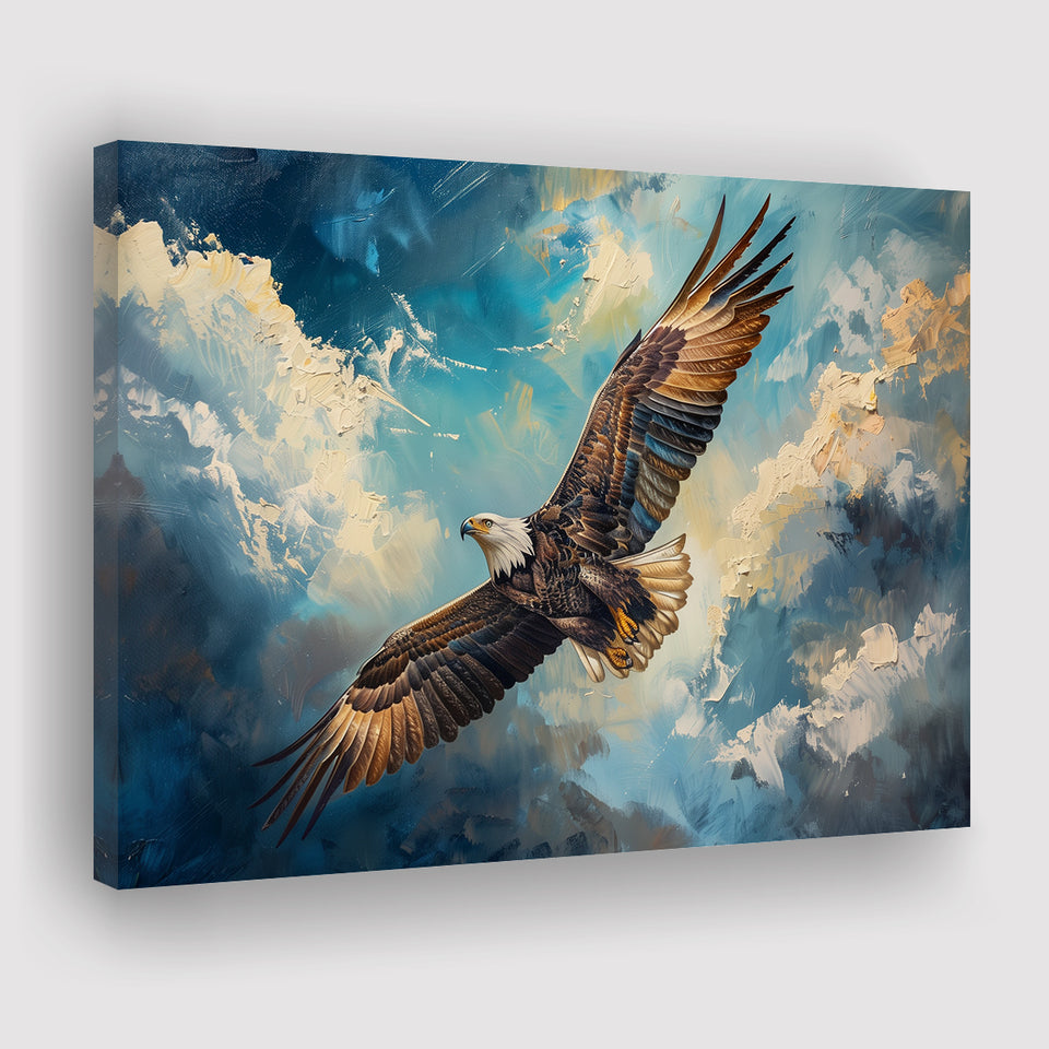 Eagle Flying In The Sky Oil Painting  V2, Canvas Print Wall Art Home Decor, Painting Canvas Art Print