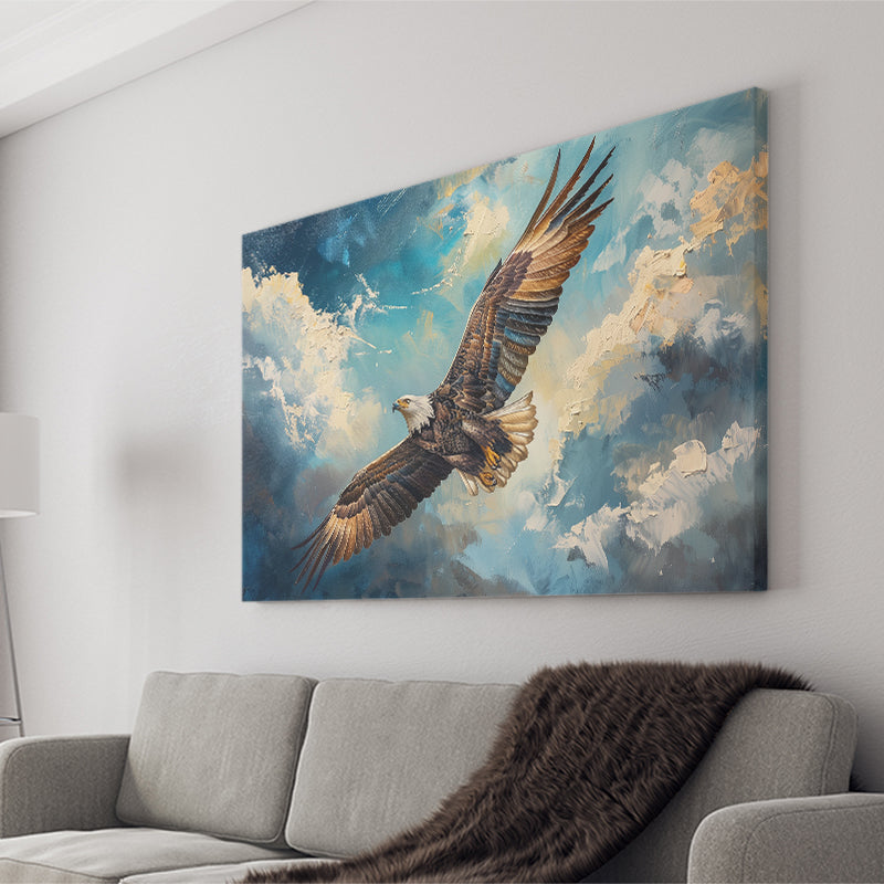 Eagle Flying In The Sky Oil Painting  V2, Canvas Print Wall Art Home Decor, Painting Canvas Art Print