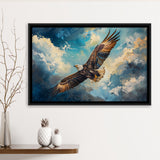 Eagle Flying In The Sky Oil Painting  V2, Framed Canvas Print Wall Art Decor, Floating Frame Painting Canvas