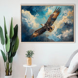 Eagle Flying In The Sky Oil Painting  V2, Framed Canvas Print Wall Art Decor, Floating Frame Painting Canvas