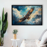Eagle Flying In The Sky Oil Painting  V2, Framed Canvas Print Wall Art Decor, Floating Frame Painting Canvas