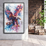 Eagle Spread Its Wings In The Sky Watercolor, Framed Canvas Prints Wall Art Decor, Floating Frame