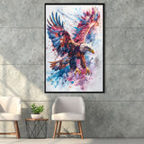 Eagle Spread Its Wings In The Sky Watercolor, Framed Canvas Prints Wall Art Decor, Floating Frame