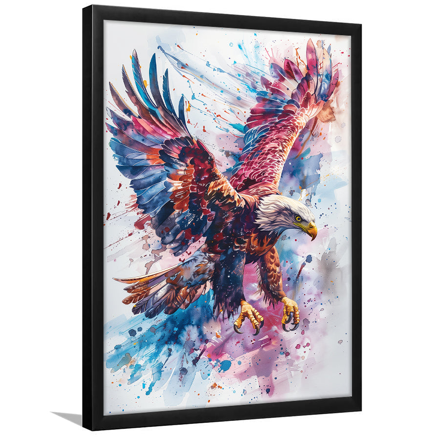 Eagle Spread Its Wings In The Sky Watercolor, Framed Art Prints Wall Art Decor, Framed Picture Print