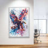 Eagle Spread Its Wings In The Sky Watercolor, Framed Canvas Prints Wall Art Decor, Floating Frame