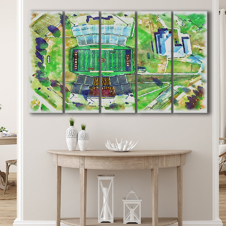 Eddie Robinson Stadium WaterColor 5 Panels B Mixed Canvas Prints, Extra Large, Grambling Louisiana Watercolor