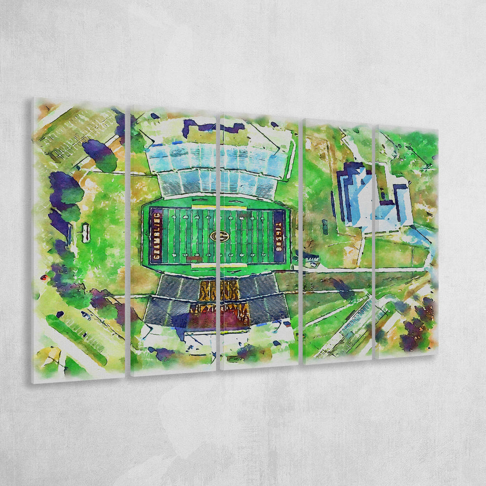 Eddie Robinson Stadium WaterColor 5 Panels B Mixed Canvas Prints, Extra Large, Grambling Louisiana Watercolor