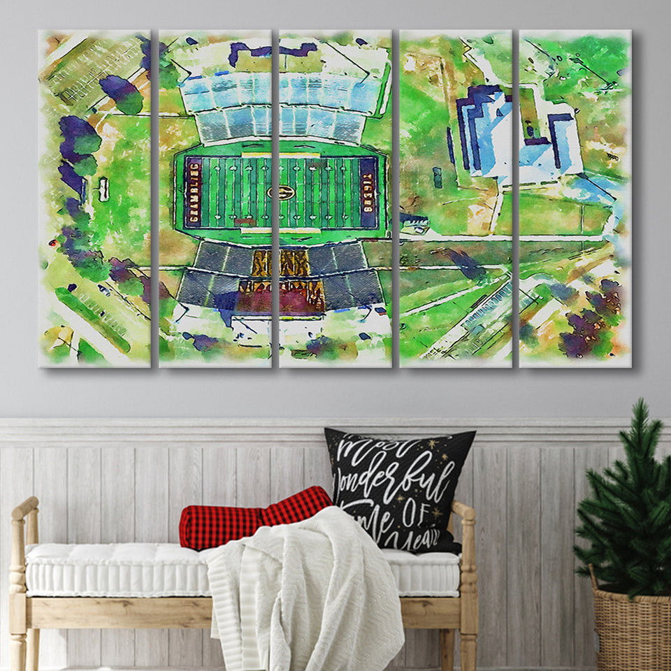 Eddie Robinson Stadium WaterColor 5 Panels B Mixed Canvas Prints, Extra Large, Grambling Louisiana Watercolor