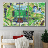 Eddie Robinson Stadium WaterColor 5 Panels B Mixed Canvas Prints, Extra Large, Grambling Louisiana Watercolor