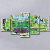 Eddie Robinson Stadium WaterColor 5 Panels Mix Canvas Prints, Grambling Louisiana Watercolor, Large Stadium Canvas
