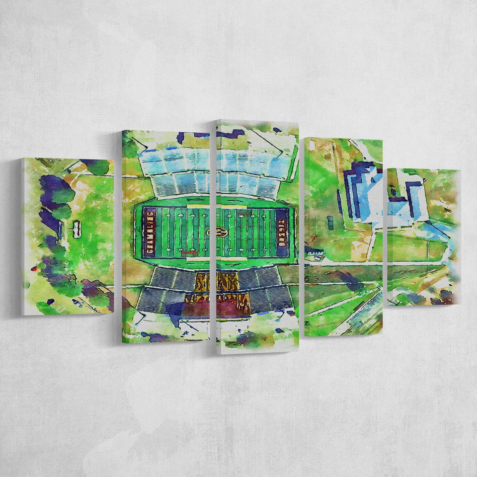 Eddie Robinson Stadium WaterColor 5 Panels Mix Canvas Prints, Grambling Louisiana Watercolor, Large Stadium Canvas