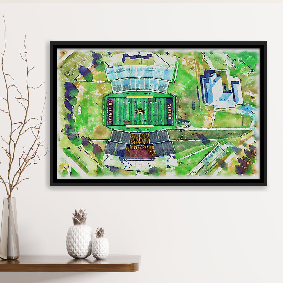 Eddie Robinson Stadium WaterColor Framed Canvas Prints, Grambling Louisiana Watercolor, Stadium Art Gifts, Floating Frame