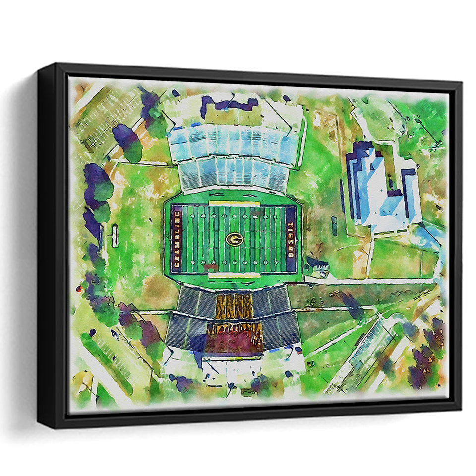 Eddie Robinson Stadium WaterColor Framed Canvas Prints, Grambling Louisiana Watercolor, Stadium Art Gifts, Floating Frame
