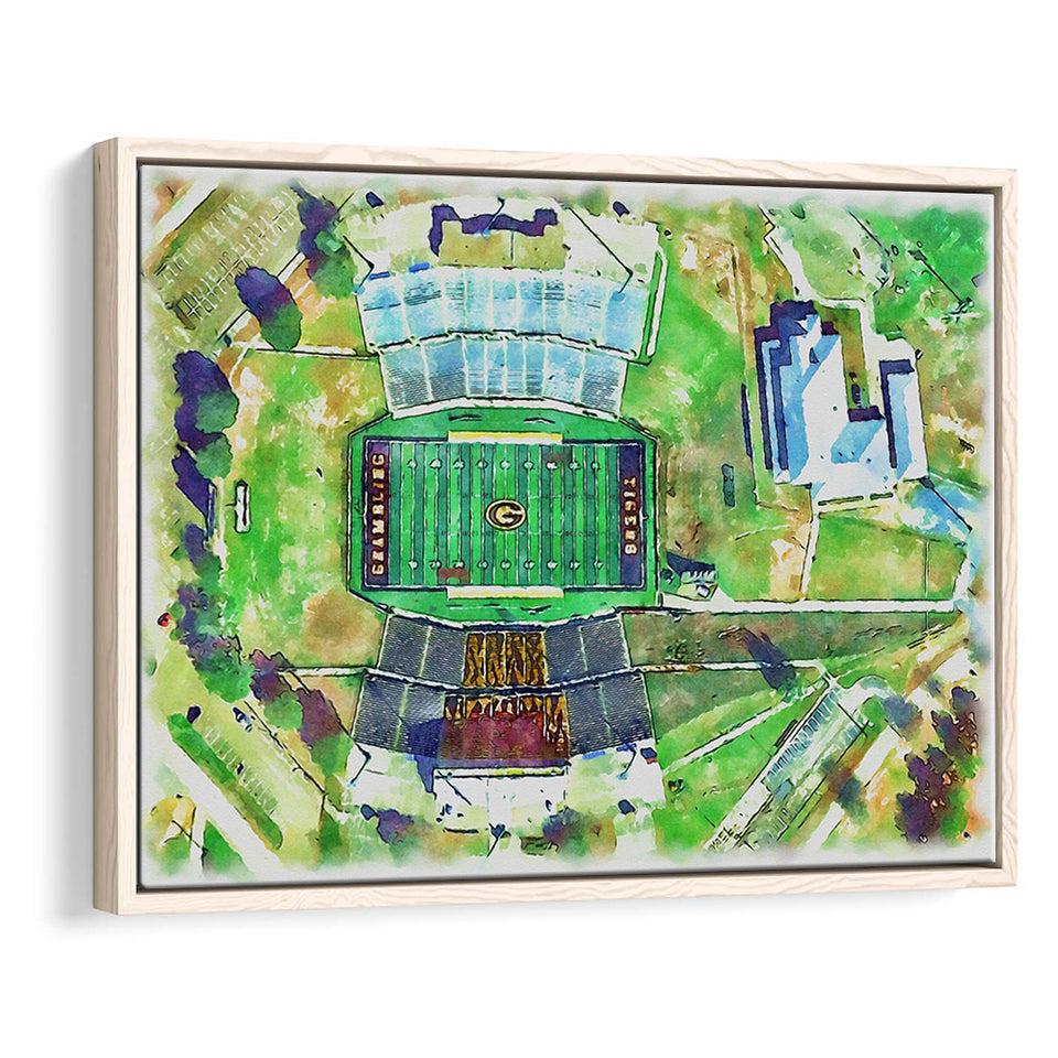 Eddie Robinson Stadium WaterColor Framed Canvas Prints, Grambling Louisiana Watercolor, Stadium Art Gifts, Floating Frame