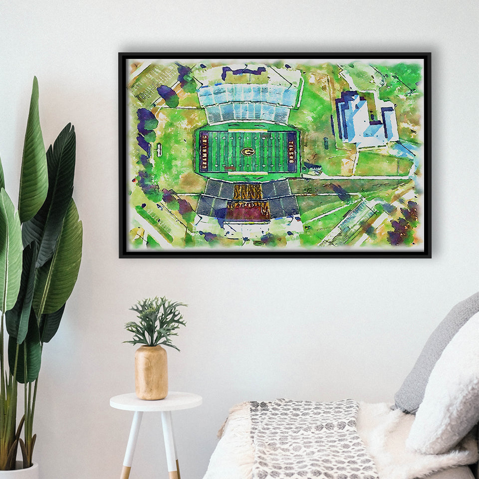 Eddie Robinson Stadium WaterColor Framed Canvas Prints, Grambling Louisiana Watercolor, Stadium Art Gifts, Floating Frame