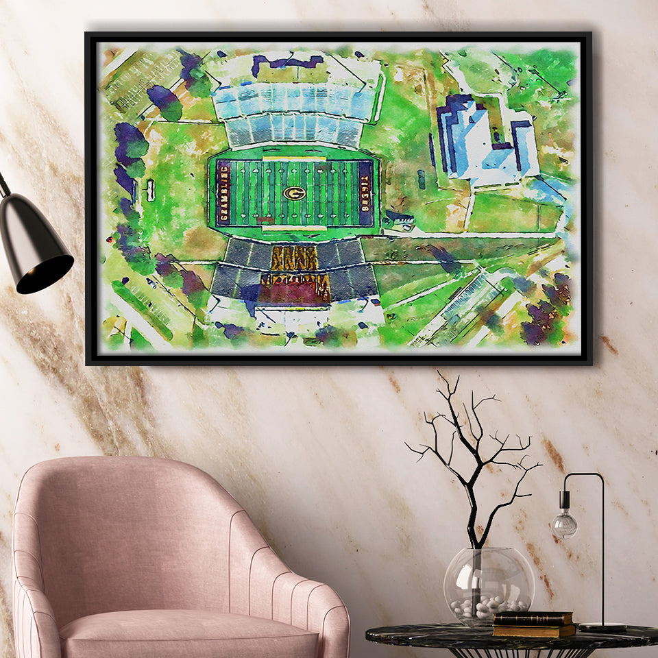 Eddie Robinson Stadium WaterColor Framed Canvas Prints, Grambling Louisiana Watercolor, Stadium Art Gifts, Floating Frame