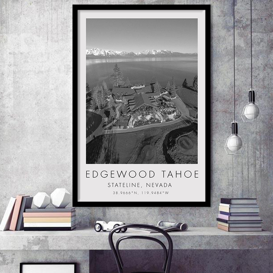 Edgewood Tahoe Golf Course Resort - Stateline, Nevada, Golf Art, Gift for him, Framed Art Print Wall Decor