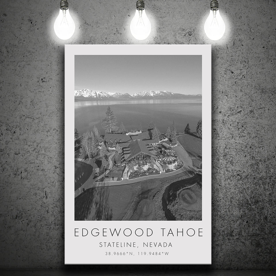 Edgewood Tahoe Golf Course Resort - Stateline, Nevada, Golf Art Print, Gift for him, Canvas Print Wall Art