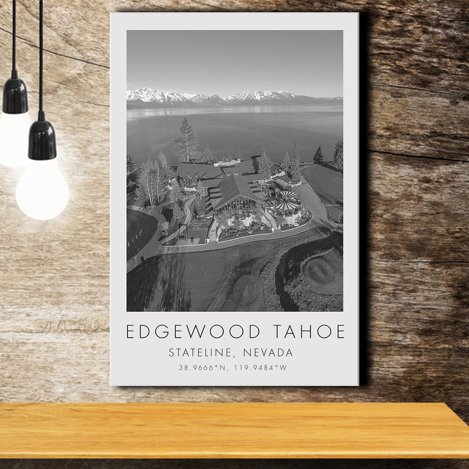 Edgewood Tahoe Golf Course Resort - Stateline, Nevada, Golf Art Print, Gift for him, Canvas Print Wall Art
