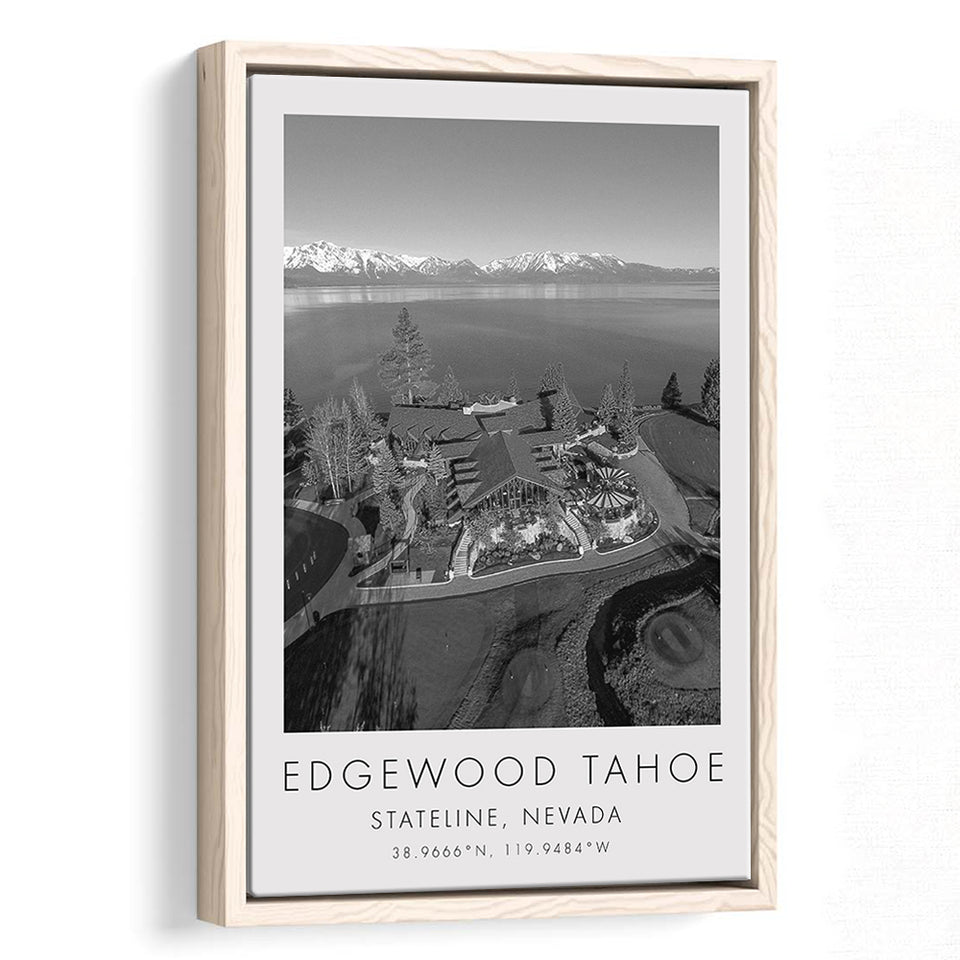 Edgewood Tahoe Golf Course Resort - Stateline, Nevada, Golf Art Print, Floating Frame, Framed Canvas Print Wall Art