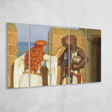 Edmund Blair Leighton Canvas Wall Art,The Shadow Fine Art Print, Extra Large Multi 5 Panel Canvas Print Wall Art Decor
