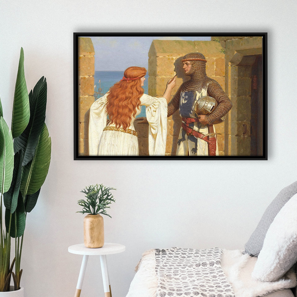 Edmund Blair Leighton Canvas Wall Art,The Shadow Fine Art Print, Framed Canvas Print Wall Art Decor,Floating Frame