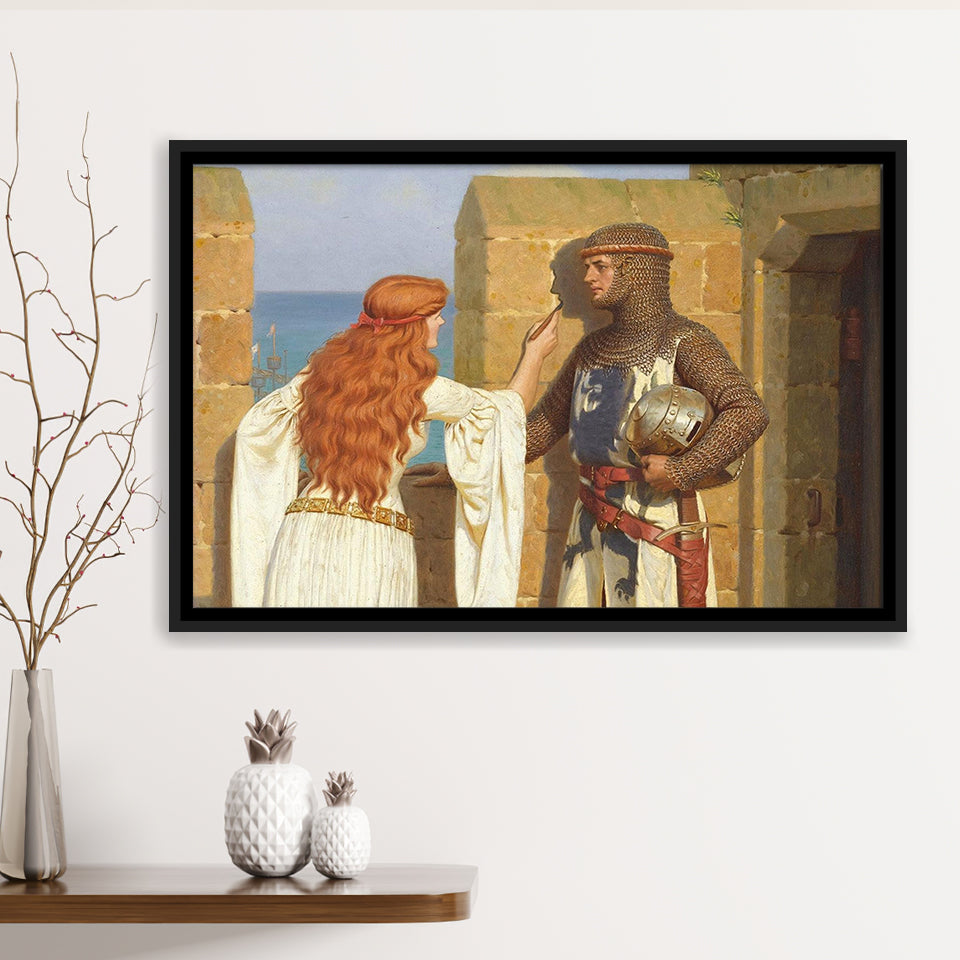 Edmund Blair Leighton Canvas Wall Art,The Shadow Fine Art Print, Framed Canvas Print Wall Art Decor,Floating Frame