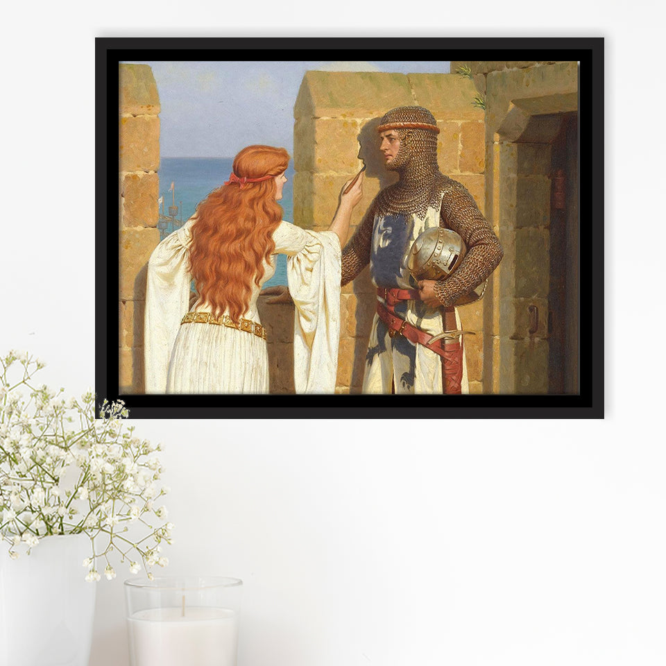 Edmund Blair Leighton Canvas Wall Art,The Shadow Fine Art Print, Framed Canvas Print Wall Art Decor,Floating Frame