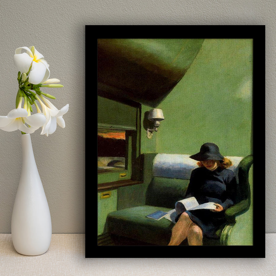 Edward Hopper, Woman On Train Painting,Woman Reading Art Decor,Framed Art Prints Wall Decor, Picture Framed