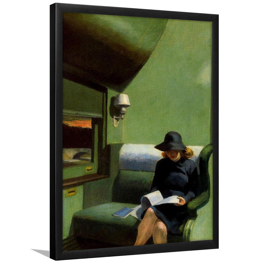Edward Hopper, Woman On Train Painting,Woman Reading Art Decor,Framed Art Prints Wall Decor, Picture Framed
