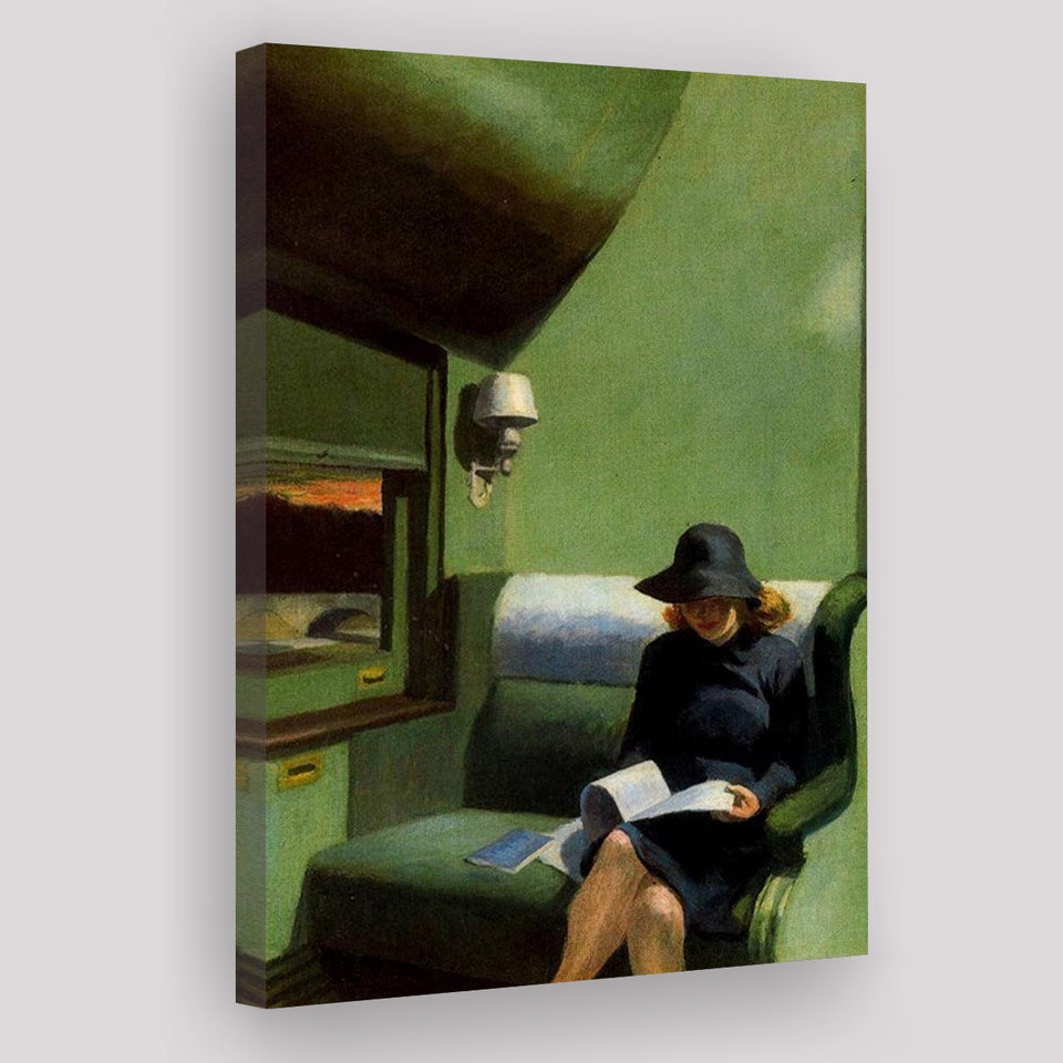 Edward Hopper, Woman On Train Painting,Woman Reading Art Decor, Canvas Painting, Canvas Print Wall Art Decor