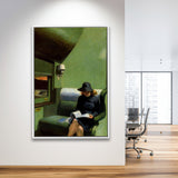 Edward Hopper, Woman On Train Painting,Woman Reading Art Decor,Framed Canvas Prints Wall Art Decor, Floating Frame