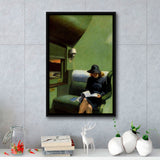 Edward Hopper, Woman On Train Painting,Woman Reading Art Decor,Framed Canvas Prints Wall Art Decor, Floating Frame