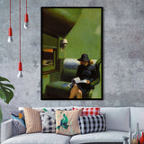 Edward Hopper, Woman On Train Painting,Woman Reading Art Decor,Framed Art Prints Wall Decor, Picture Framed