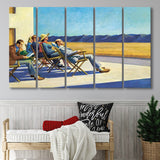 People In The Sun On Canvas,Edward Hopper Artworks, Extra Large Multi 5 Panel Canvas Print Wall Art Decor